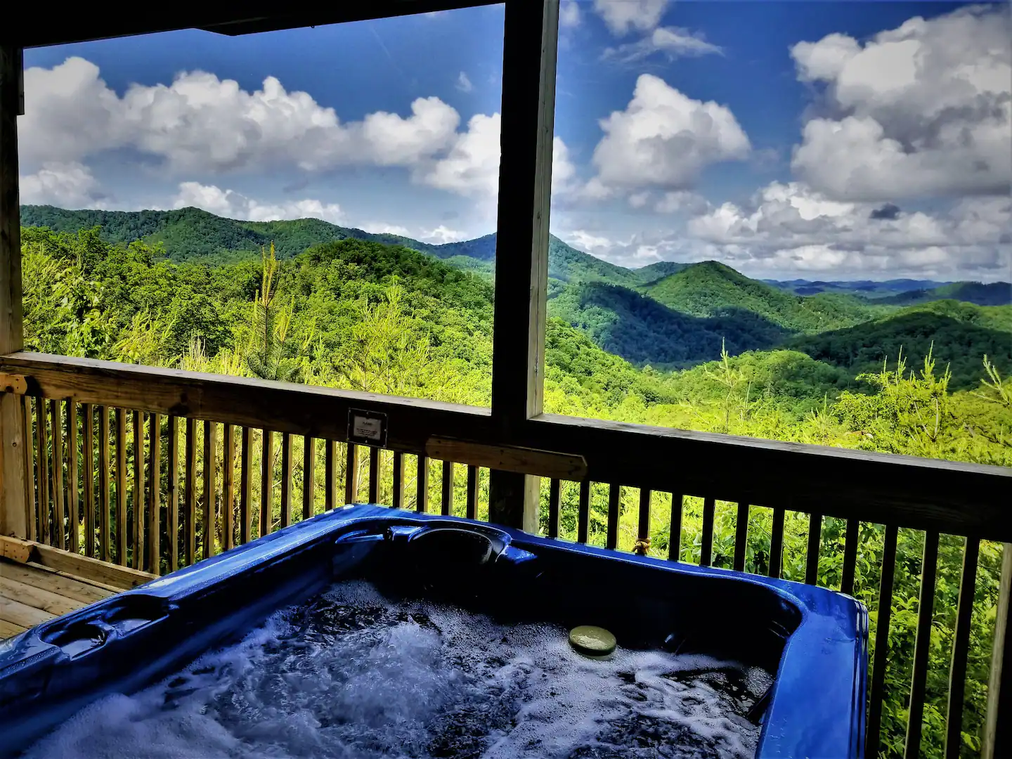 Summer pic of view from hot tub deck (lower deck).