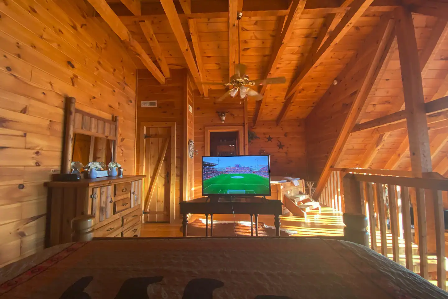 Watch TV upstairs.