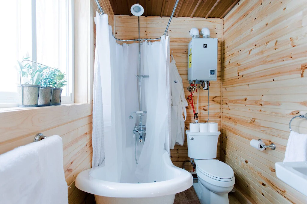 Bathroom with shower and tub.