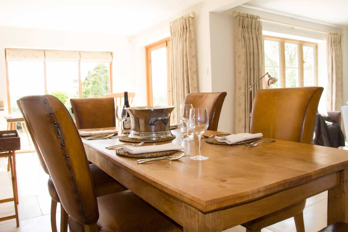 The dining room is open to the sitting room.