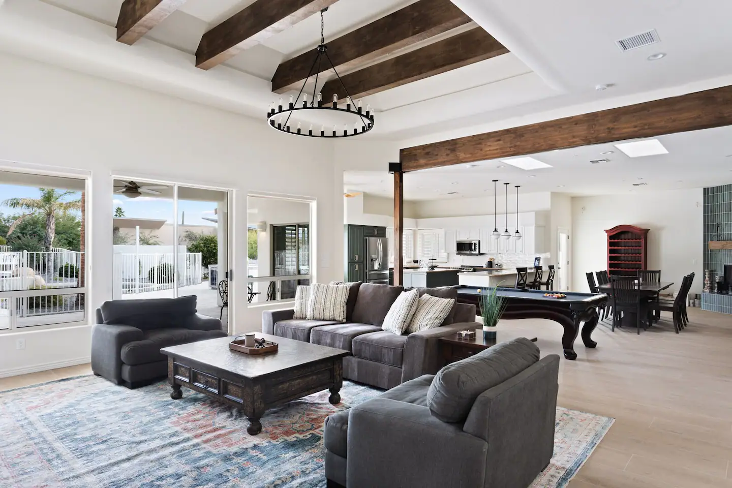 The residence features a spacious and inviting central living space that can accommodate everyone comfortably.