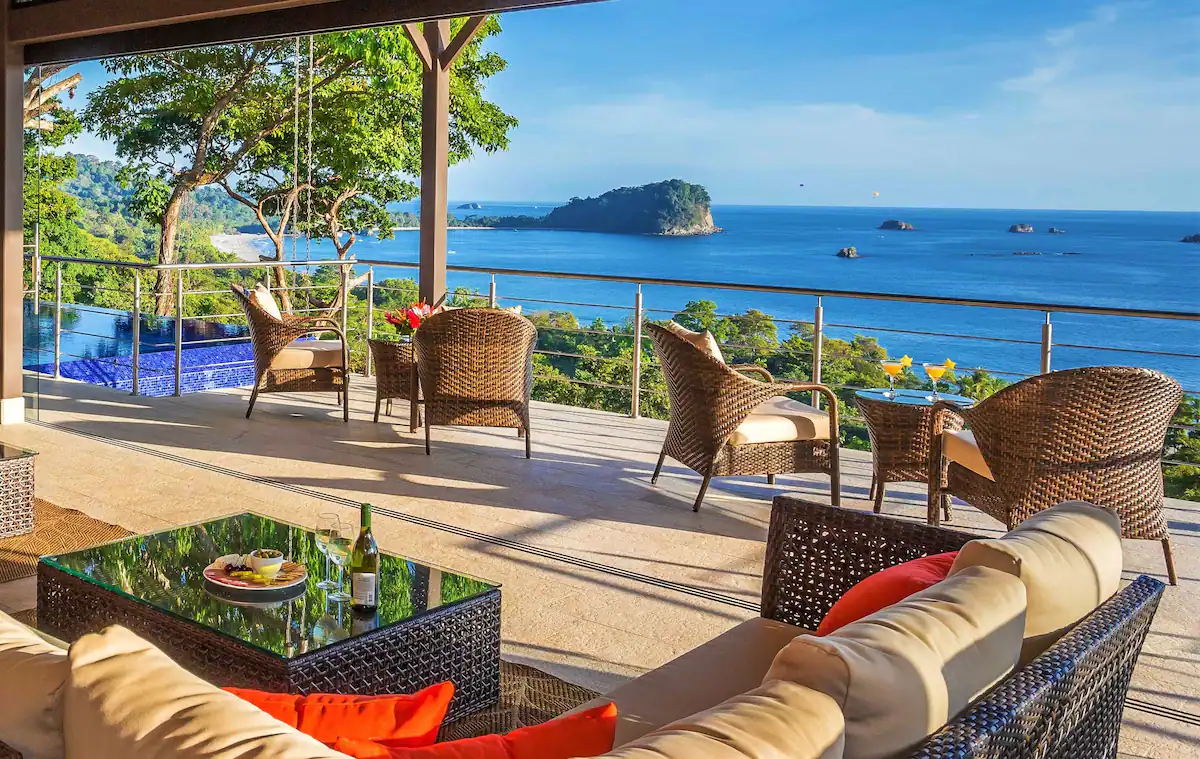 The balcony has got access to the view of the ocean creating an overall peaceful and relaxing atmosphere