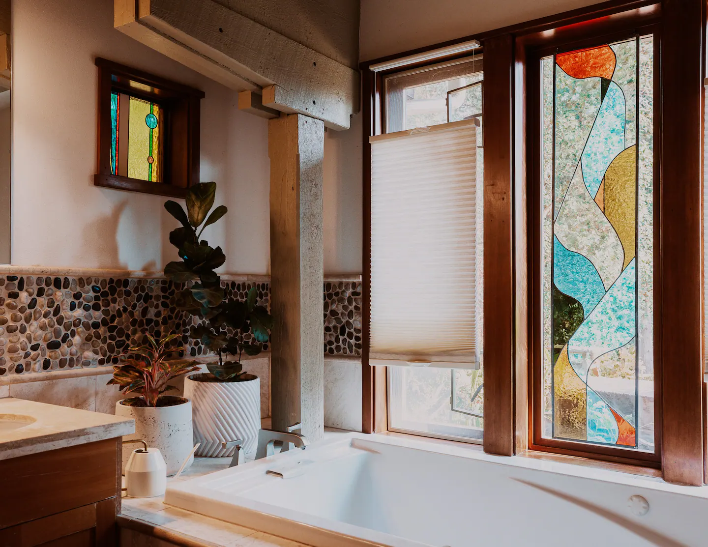 The Primary Bedroom has an en suite bathroom with a soaking tub.