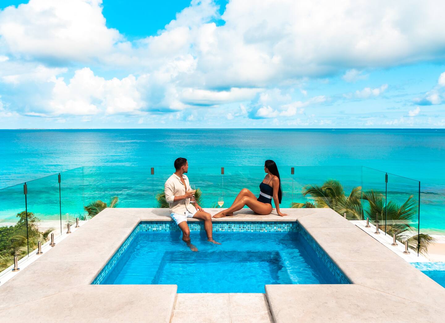 Outdoor jacuzzi in the villa, providing a serene and luxurious space for relaxation and enjoyment.
