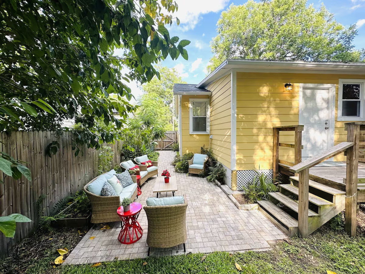Fenced furnished patio