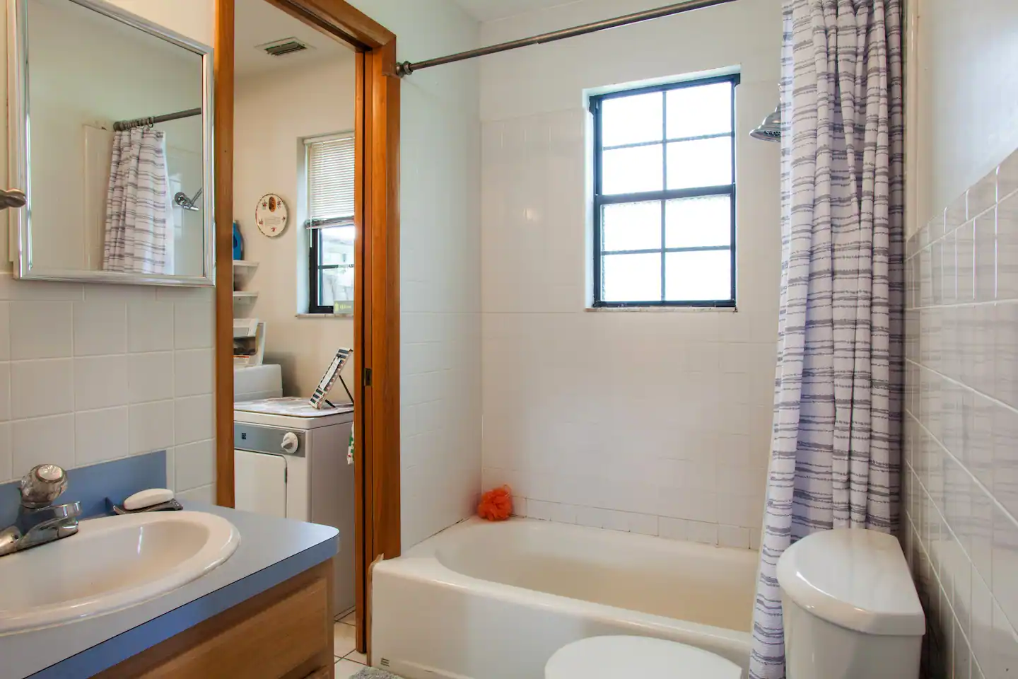 Bathroom with tub.